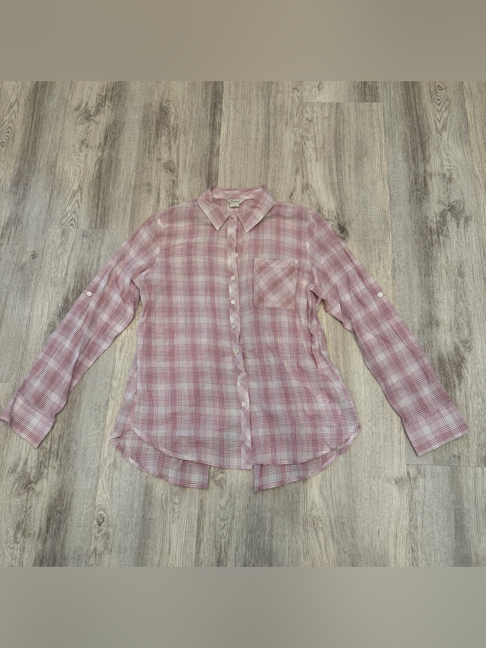 Ariat‎ Pink Plaid 100% Cotton Button Down Shirt Size Large